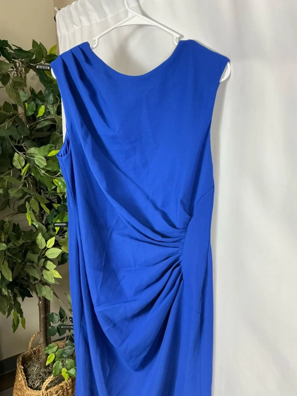 ALFRED SUNG Cobalt Blue Cap Sleeve Crepe Maxi Dress - Picture 3 of 6